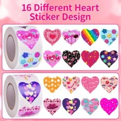 1000PCS (2 Pack) Valentine’s Day Heart Sticker Rolls -Popfun 1000pcs 2 pack valentines day heart sticker rolls 364653