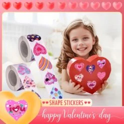 1000PCS (2 Pack) Valentine’s Day Heart Sticker Rolls -Popfun 1000pcs 2 pack valentines day heart sticker rolls 877035