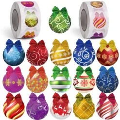 1008PCS Christmas Ornaments Stickers Rolls (2 Rolls) -Popfun 1008pcs christmas ornament 127727