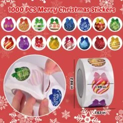 1008PCS Christmas Ornaments Stickers Rolls (2 Rolls) -Popfun 1008pcs christmas ornament 591879
