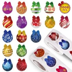 1008PCS Christmas Ornaments Stickers Rolls (2 Rolls) -Popfun 1008pcs christmas ornament 614467