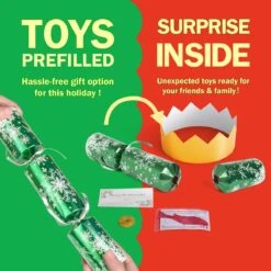 12PCS Christmas Red & Green Snowflakes No-Snap Crackers With Party Hat -Popfun 12 pack christmas no snap party favors with party hat 457610