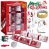 12PCS Christmas Red & White Snowflakes No-Snap Crackers -Popfun 12 pack christmas party favors 219681