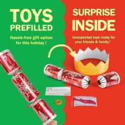 12PCS Christmas Red & White Reindeer Snowflakes No-Snap Crackers -Popfun 12 pack christmas red white party favors 533985