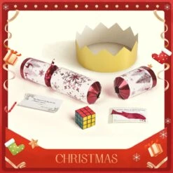 12PCS Christmas Red & White Reindeer Snowflakes No-Snap Crackers -Popfun 12 pack christmas red white party favors 543034