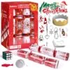 12PCS Christmas Red & White Reindeer Snowflakes No-Snap Crackers -Popfun 12 pack christmas red white party favors 788363