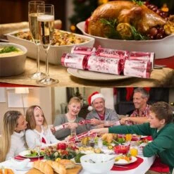 12PCS Christmas Red & White Reindeer Snowflakes No-Snap Crackers -Popfun 12 pack christmas red white party favors 846385