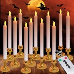 Flameless Halloween Candles With Holders 12 Packs