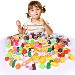 Kids Kitchen Play Food Set 128pcs -Popfun 128 pcs kids kitchen play food set 473380