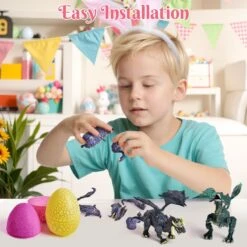 12PCS Easter Eggs Pre-Filled With Mini Dragon Action Figures -Popfun 12pcs easter eggs pre filled with mini dragon action figures 783259