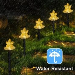 5PCS Christmas Bells Solar Powered Pathway Lights -Popfun 14 solar bell christmas pathway lights outdoor decorations 279795