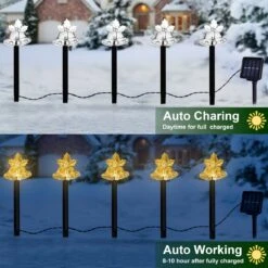 5PCS Christmas Bells Solar Powered Pathway Lights -Popfun 14 solar bell christmas pathway lights outdoor decorations 514391