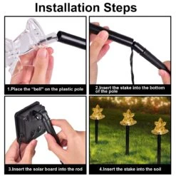 5PCS Christmas Bells Solar Powered Pathway Lights -Popfun 14 solar bell christmas pathway lights outdoor decorations 837631