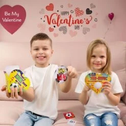 180PCS Valentine’s Sports-Themed Slap Bracelets And Stickers With Heart Box -Popfun 180pcs valentines sports themed slap bracelets and stickers with heart box 375375