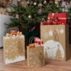 24PCS Bulk Christmas Kraft Paper Gift Bags With Handles
