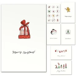 72PCS Christmas Greeting Cards, Envelopes & Stickers Set -Popfun 24pcs christmas greeting cards 867312