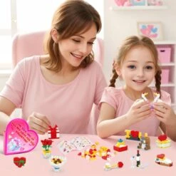 24PCS Kids' Valentines Flower & Heart Building Blocks With Heart Boxes -Popfun 24pcs kids valentines flower heart building blocks with heart boxes 713539
