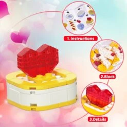 24PCS Kids' Valentines Flower & Heart Building Blocks With Heart Boxes -Popfun 24pcs kids valentines flower heart building blocks with heart boxes 862411