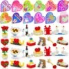 24PCS Kids' Valentines Flower & Heart Building Blocks With Heart Boxes -Popfun 24pcs kids valentines flower heart building blocks with heart boxes 869700