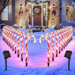 24PCS Christmas Candy Cane Solar Powered LED Lights (2 Pack)