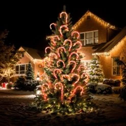 24PCS Christmas Candy Cane Solar Powered LED Lights (2 Pack) -Popfun 24pcs solar candy cane led lights 504223