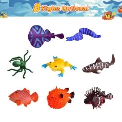 24PCs Valentine's Color-Changing Sea Animal Toys With Cards -Popfun 24pcs valentines color changing sea animal toys with cards 652766
