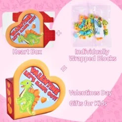 24PCS Valentine's Day Dinosaur Building Blocks With Heart-Shaped Boxes -Popfun 24pcs valentines day dinosaur building blocks with heart shaped boxes 564829
