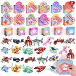 24PCS Valentine's Sea Animal Building Blocks With Heart-Shaped Boxes