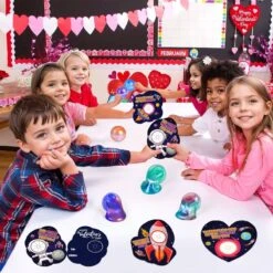 28-Pack Valentine’s Galaxy Slime Ball Fidget Toys & Cards Set -Popfun 28 pack valentines galaxy slime ball fidget toys cards set 356470