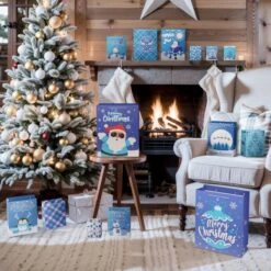 28PCS Bulk Christmas Blue Gift Bags With Handles -Popfun 28pcs christmas gift bags bulk with handles 189899