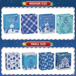 28PCS Bulk Christmas Blue Gift Bags With Handles -Popfun 28pcs christmas gift bags bulk with handles 620014