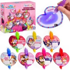 28PCS Invisible Ink Pens & Valentine’s Day Personalized Cards For Kids