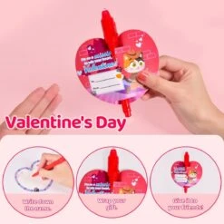 28PCS Invisible Ink Pens & Valentine’s Day Personalized Cards For Kids -Popfun 28pcs invisible ink pens valentines day personalized cards for kids 924504