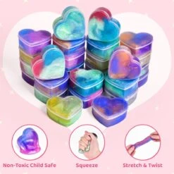 28PCs Valentine's Galaxy Slime Fidget Toys With Valentine Cards -Popfun 28pcs valentines galaxy slime fidget toys with valentine cards 167598