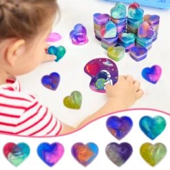 28PCs Valentine's Galaxy Slime Fidget Toys With Valentine Cards -Popfun 28pcs valentines galaxy slime fidget toys with valentine cards 612174