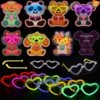28PCs Valentine's Glow Stick Heart Sunglasses With Greeting Cards -Popfun 28pcs valentines glow stick heart sunglasses with greeting cards 873670