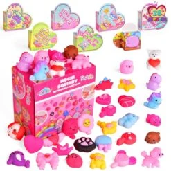 28PCs Valentine’s Mochi Squishy Soft Toys With Heart Gift Box