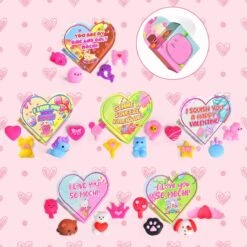 28PCs Valentine’s Mochi Squishy Soft Toys With Heart Gift Box -Popfun 28pcs valentines mochi squishy soft toys with heart gift box 818633