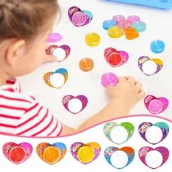 28PCs Valentine’s Slime With Maze Box & Heart-Shaped Cards -Popfun 28pcs valentines slime with maze box heart shaped cards 710112