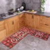2PCS Christmas Santa Claus Kitchen Mat -Popfun 2pcs christmas santa claus kitchen mat 725427