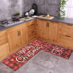 2PCS Christmas Santa Claus Kitchen Mat