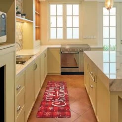 2PCS Christmas Santa Claus Kitchen Mat -Popfun 2pcs christmas santa claus kitchen mat 814198