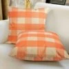 Orange Plaid Pillows Covers For Halloween 2pcs -Popfun 2pcs orange plaid pillows covers for halloween 450385