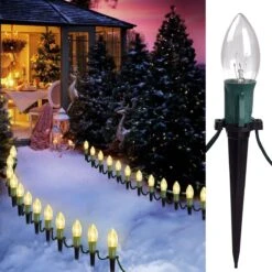 Christmas C9 Pathway Marker String Lights -Popfun 3075ft warm white christmas c9 pathway marker string lights 331384
