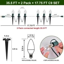 Christmas C9 Pathway Marker String Lights -Popfun 3075ft warm white christmas c9 pathway marker string lights 828797