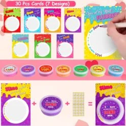 30PCs Valentine Sand Slimes With Cards For Kids Valentine’s Day -Popfun 30pcs valentine sand slimes with cards for kids valentines day 852065