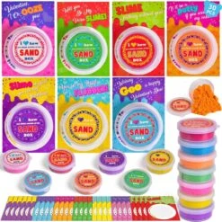 30PCs Valentine Sand Slimes With Cards For Kids Valentine’s Day
