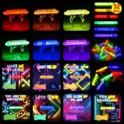 32PCs Kids' Valentine’s Glow Stick Rings With Personalized Cards