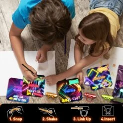 32PCs Kids' Valentine’s Glow Stick Rings With Personalized Cards -Popfun 32pcs kids valentines glow stick rings with personalized cards 404649