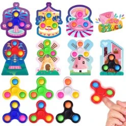 32PCs Valentine Fidget Spinner Stress Relief Toys With Valentine Cards
